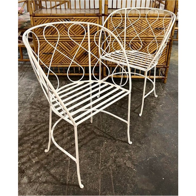Metal Vintage Mid Century Wrought Iron Loop Chairs- A Pair For Sale - Image 7 of 9