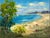 Beach Coastal Scene Sailboats Oil Painting on Canvas by Lambdom For Sale