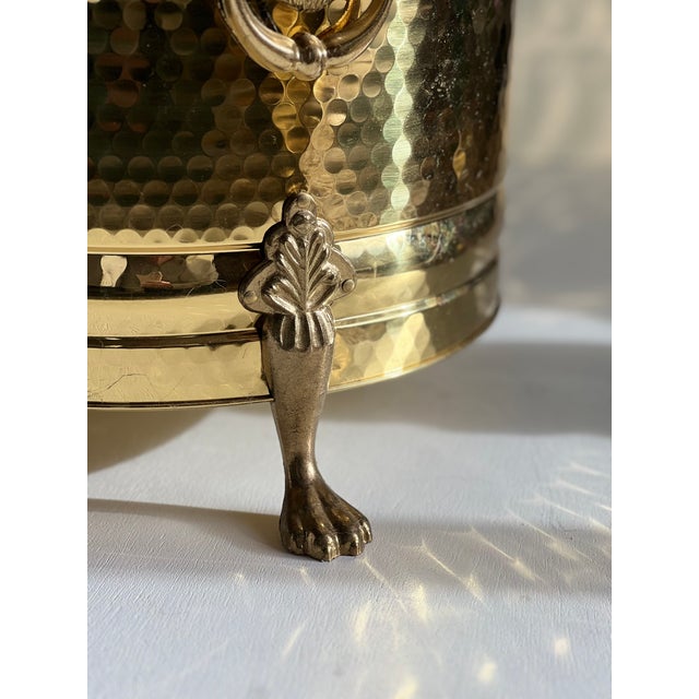 Pair of Large Vintage Brass Lion Head Planters, Attributed to Bristol Brass, Hollywood Regency For Sale - Image 9 of 15