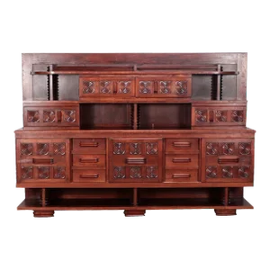 A Three Piece French Oak Cabinet in the Manner of Charles Dudouyt C 1940.