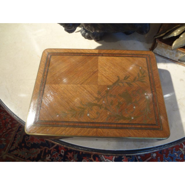 19th Century Brass Inlaid Walnut Box For Sale - Image 11 of 12