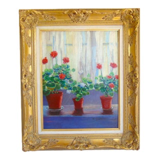 Antique Original Oil Painting by Mary Horton Adriance Framed 21"Wx25"H For Sale
