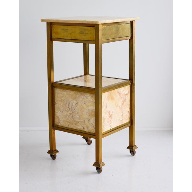 1900 - 1909 French Brass and Onyx Side Table on Casters, Circa 1900 For Sale - Image 5 of 18