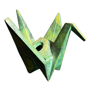 Vintage Cast Iron Japanese Origami Crane Incense Censur