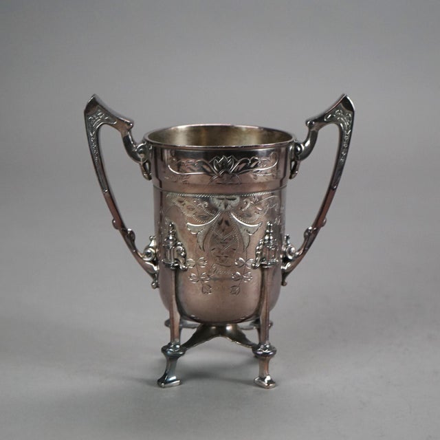 2 Piece Antique Footed Silver Plated Tea Set, Circa 1890 For Sale - Image 4 of 9