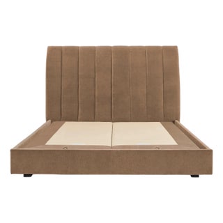 Lancaster Modern Transitional Vertical Channel King Platform Bed For Sale