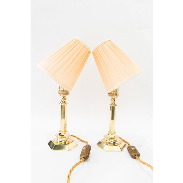 1920s Small Art Deco Table Lamps with Fabric Shades, Vienna, Austria, 1920s, Set of 2 For Sale - Image 5 of 17