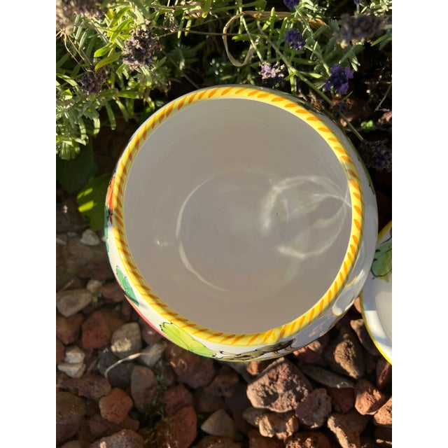 Vintage Italian DBR Hand-Painted Biscotti Jar With Fruit Motif For Sale - Image 4 of 6