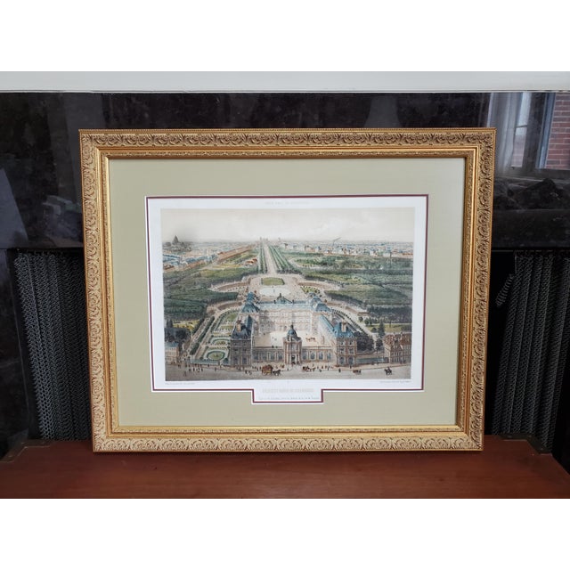 French Mid 19th Century Framed Original Print by Felix Benoist - Le Palais Du Luxembourg Et Son Jardin For Sale - Image 3 of 14