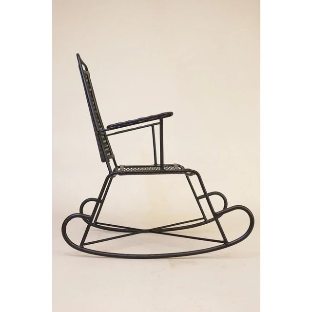 John Salterini Vintage John Salterini Outdoor Wrought Iron Rocking Chair 1950's Rare Youth Size, Attributed For Sale - Image 4 of 8