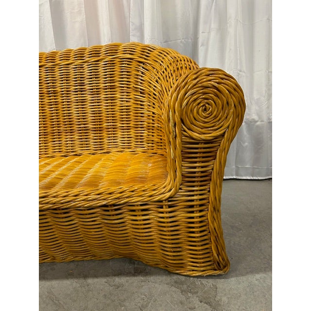 Wood Vintage Rattan Wicker Sofa For Sale - Image 7 of 11
