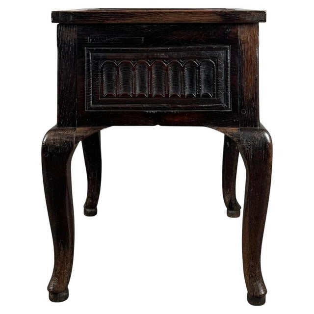 Gold 18th Century Oak Box on Stand with Carved Panelled Front, 1790 For Sale - Image 8 of 14