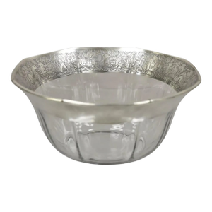 Vintage Art Deco Sterling Silver Overlay Figural Dutch Country Scenes Glass Bowl