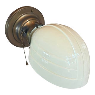 Mid 20th Century MCM Opaline Clamshell Wall Sconce With Pull Chain For Sale