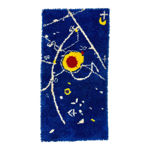 1970s Calder Style Blue Abstract Textile Wallhanging