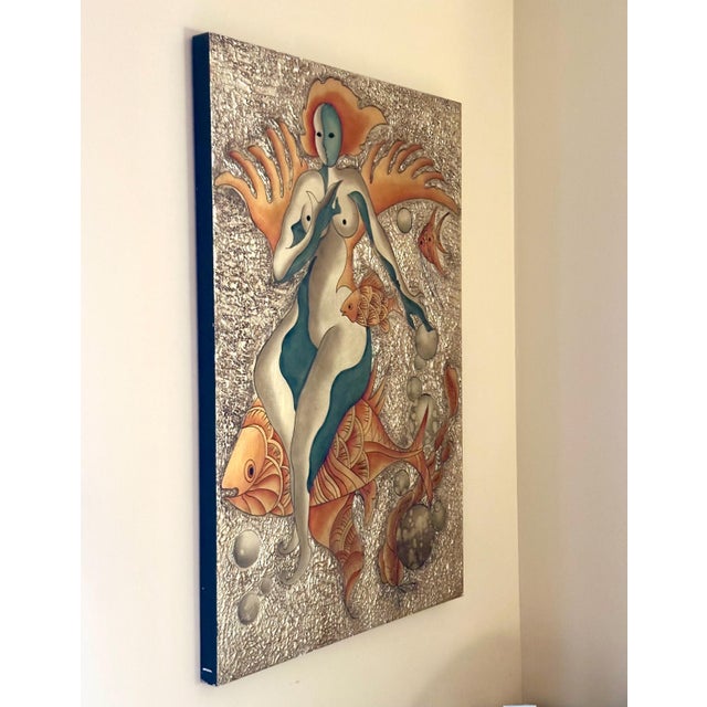 Modern Extra Large 1970s Painting | Underwater Scene For Sale - Image 3 of 4