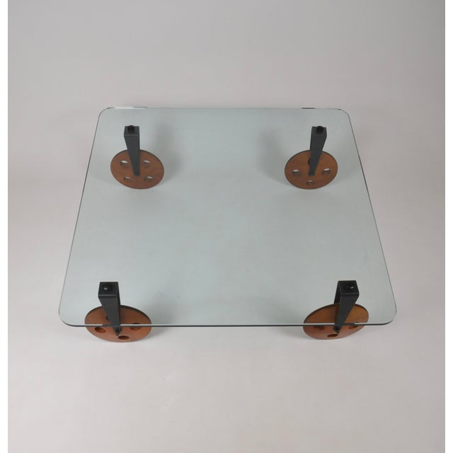 1980s Vintage Industrial Coffee Table on Casters in Wood by Gae Aulenti for Fontana Arte, 1980s For Sale - Image 5 of 16