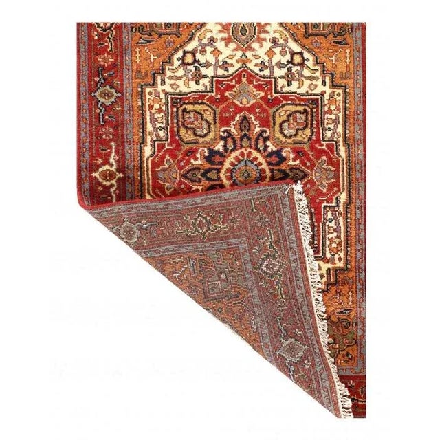 Pasargad Ivory Fine Hand-Knotted Serapi Design Rug 4' X 6' For Sale - Image 4 of 8