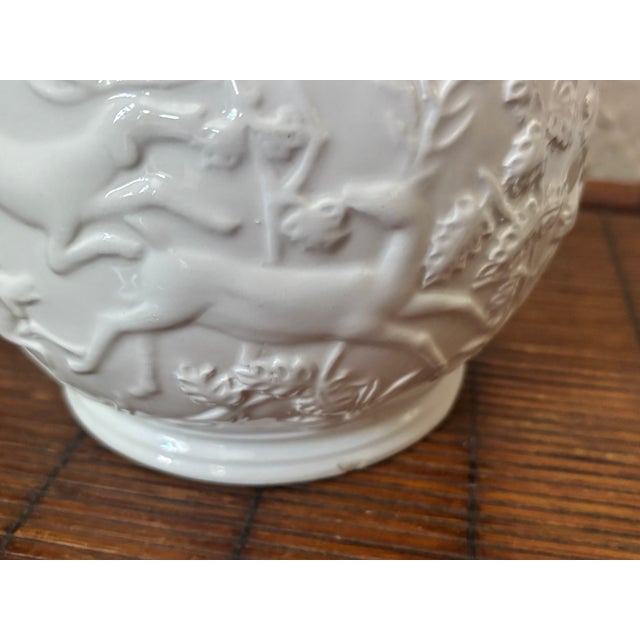 Vintage Italian White Hunting Scene Pitcher For Sale - Image 10 of 11