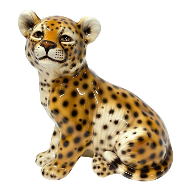 1970's Italian Ceramic Baby Leopard For Sale