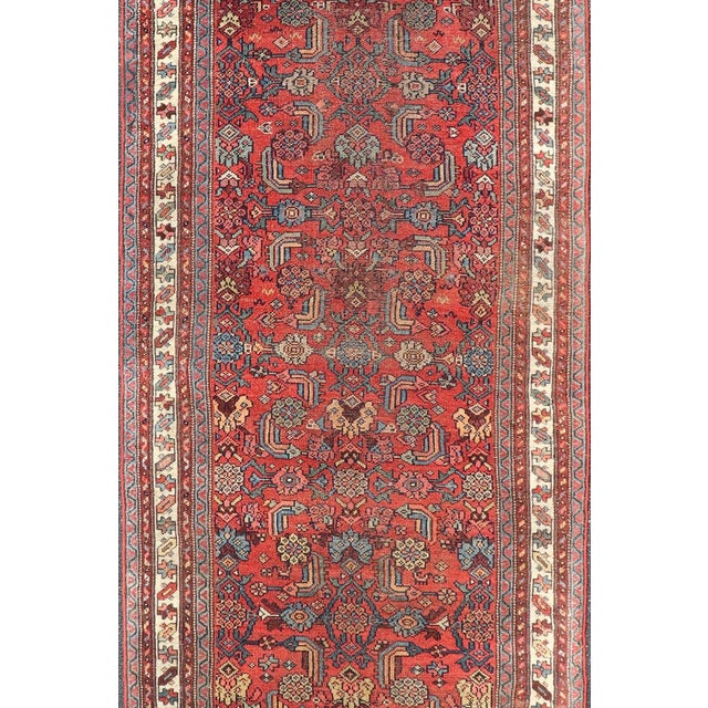 Antique Persian Bidjar Runner With Red Field and Tribal Geometric Design For Sale In Atlanta - Image 6 of 12