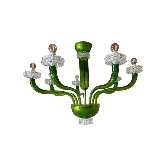 Green Murano Glass Chandelier with Trasparent Rostrato Boubeches from Simoeng For Sale - Image 11 of 11