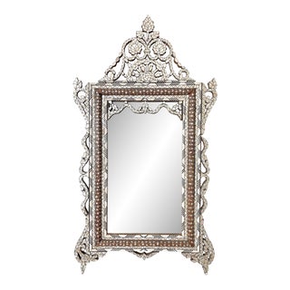 Early 20th Century Antique Mother of Pearl Inlaid Moorish Style Middle Eastern Mirror For Sale