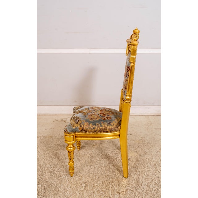 French Set of 14 French Louis XIV Style Gold Gilt Carved Throne Dining Chairs For Sale - Image 3 of 18