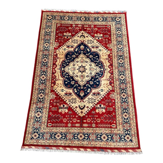 Persian Heriz Red/Ivory Hand-Knotted Area Rug For Sale
