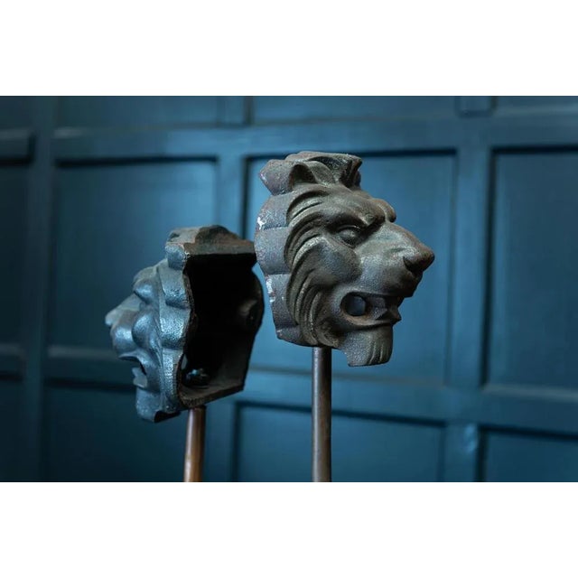Gray 19th Century English Mounted Lion Masks in Cast Iron For Sale - Image 8 of 11