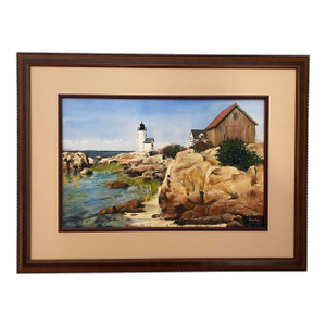 Original Watercolor Coastal Lighthouse Painting by Robert Gray