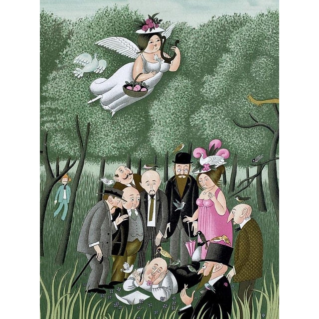 Modern Raymond Peynet, The Sub-Prefect in the Fields, Original Lithograph For Sale - Image 3 of 6