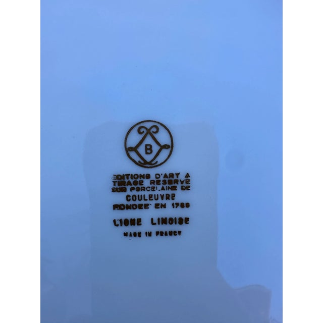 Vintage Set of 8 French Hand Painted Cherubs Gold Gilt Green Porcelain Dinner Plates For Sale - Image 12 of 12