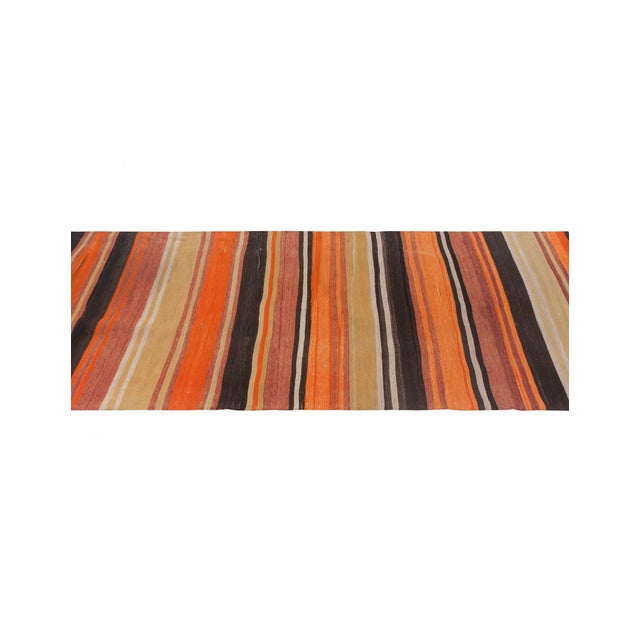 Vintage Orange Turkish Kilim Runner - 2`11" X 10`4" For Sale - Image 4 of 6