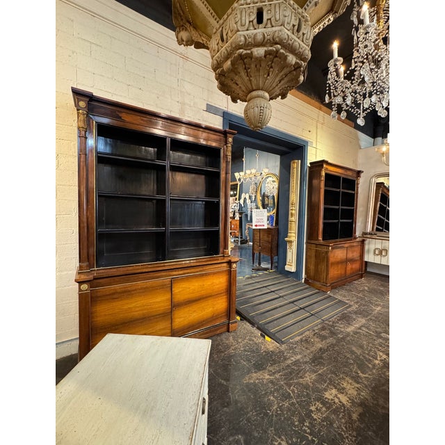 Traditional Pair of French Empire Walnut Display Cabinets For Sale - Image 3 of 11