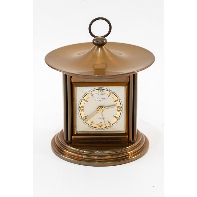 Swiss Watch Table Clock Carmic Geneve 7 Jewels, 1950s For Sale - Image 6 of 16
