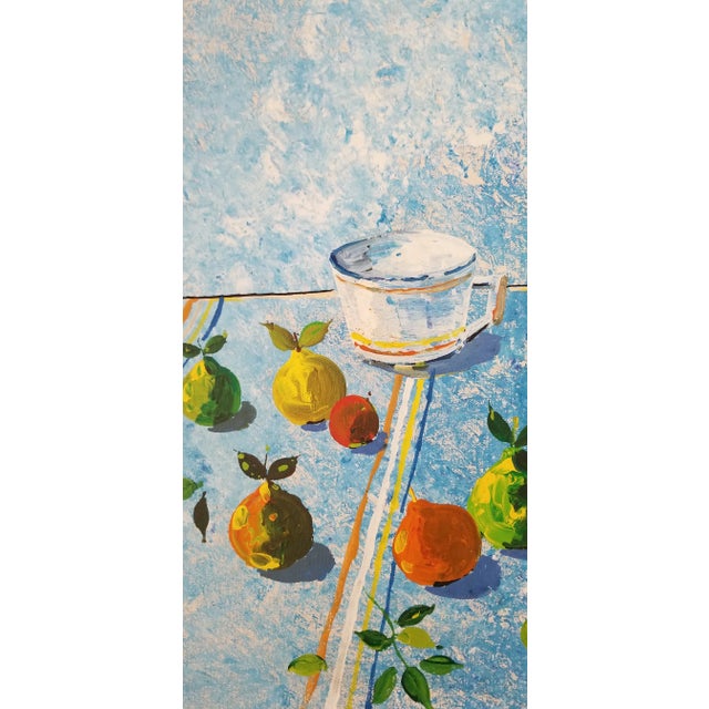 1970s Vintage Abstract Signed Still Life Colorful Oil on Canvas Painting For Sale - Image 5 of 12