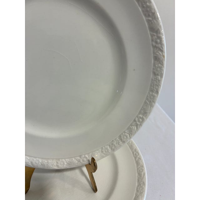 Mid 20th Century Vintage Wedgwood Salad Plates Set of 4, Embossed Floral Rim, England For Sale - Image 5 of 11