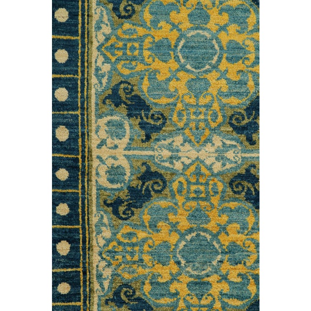 Late 20th Century Rug & Kilim’s Modern Classics Rug in Cream, Blue & Yellow, With Floral Patterns For Sale - Image 5 of 7