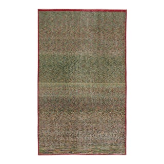 Vintage Zeki Müren Rug in Green With Polychromatic Geometry - By Rug & Kilim For Sale
