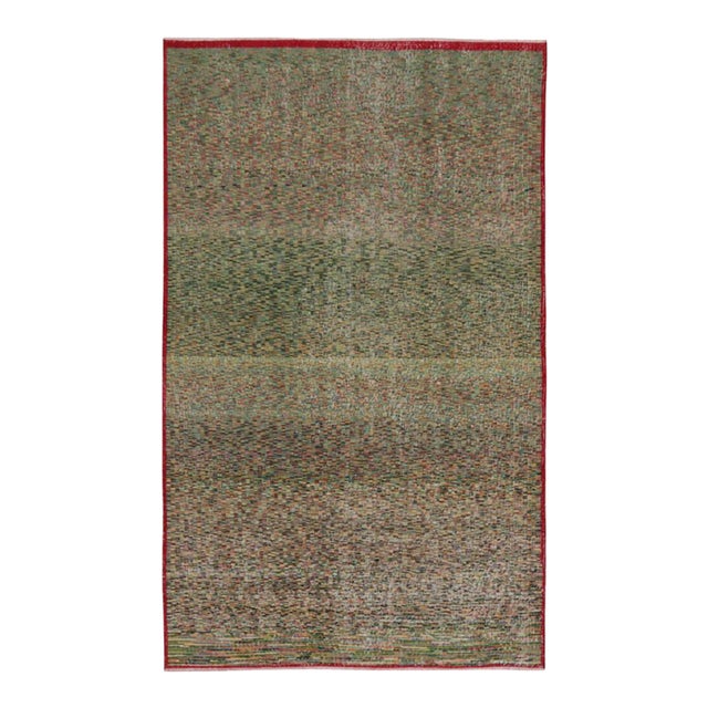 Vintage Zeki Müren Rug in Green With Polychromatic Geometry - By Rug & Kilim For Sale