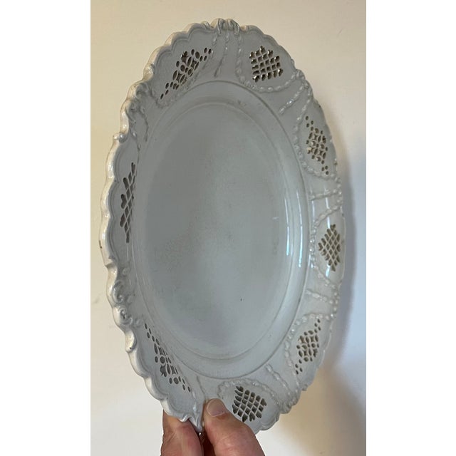 Antique 18th Century English George III Creamware Charger Plate With Reticulated Border For Sale - Image 9 of 10
