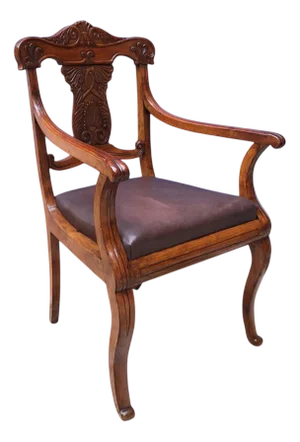 Carlo X Walnut and Leather Armchair
