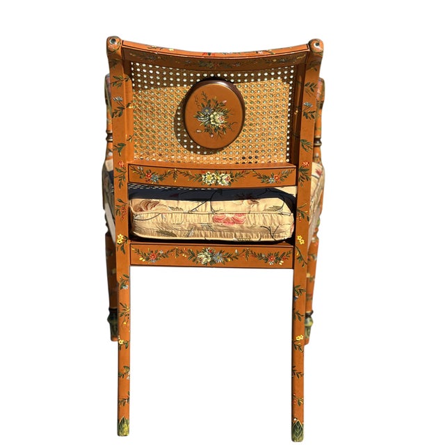 Late 20th Century English Adam’s Style Painted Cane Armchair For Sale - Image 10 of 16