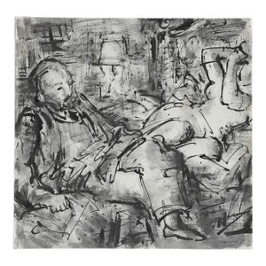 1951 Harry Hope Read Couple in Interior Painting