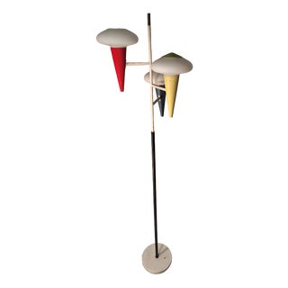 Floor Lamp in Brass & Glass from Stilux Milano, 1960s For Sale