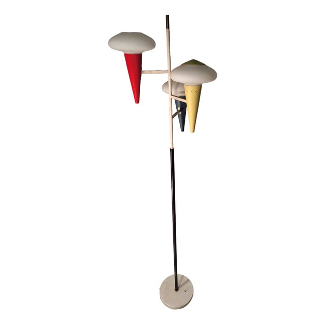 Floor Lamp in Brass & Glass from Stilux Milano, 1960s For Sale