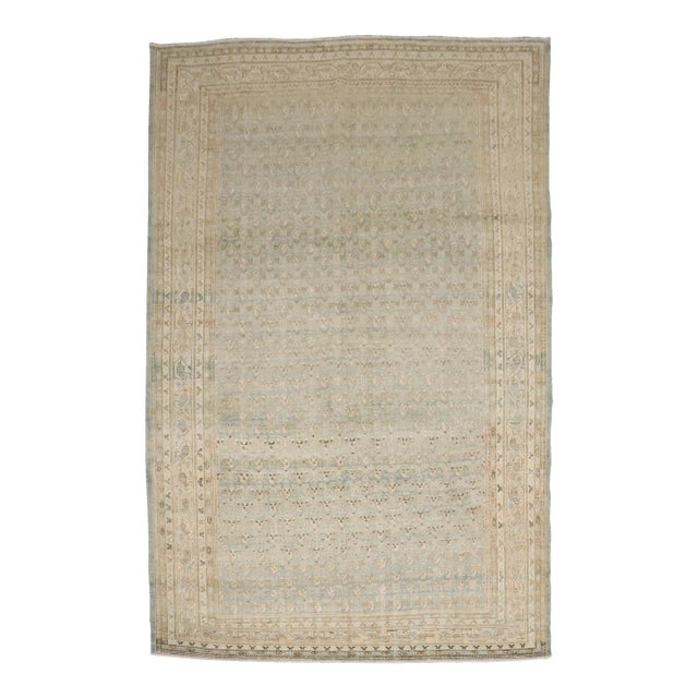Persian Tabriz Mint Green Rug For Sale