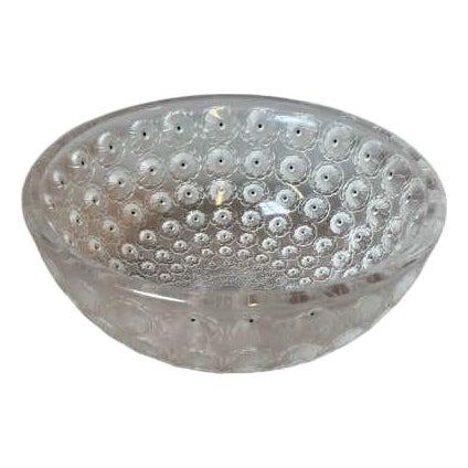 René Lalique Art Deco Nemours Bowl, Glass, France, 10-Inch Diameter For Sale