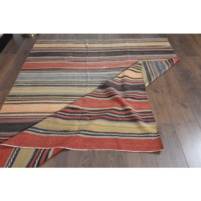 Red 1970s Vintage Handmade Wool Cotton Red Runner Rug For Sale - Image 8 of 11